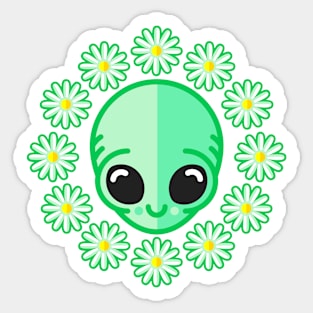 Happy Alien Daisy Sticker